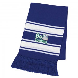 Embroidered Two-Tone Knit Scarf With Fringe - G