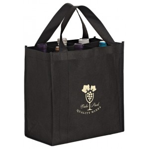 6 Bottle Non-Woven Wine Tote Bag with Removable Divider
