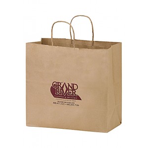 Natural Kraft Paper Take-Out Twisted Paper Handle Shopper - 13x12.75x7 - G