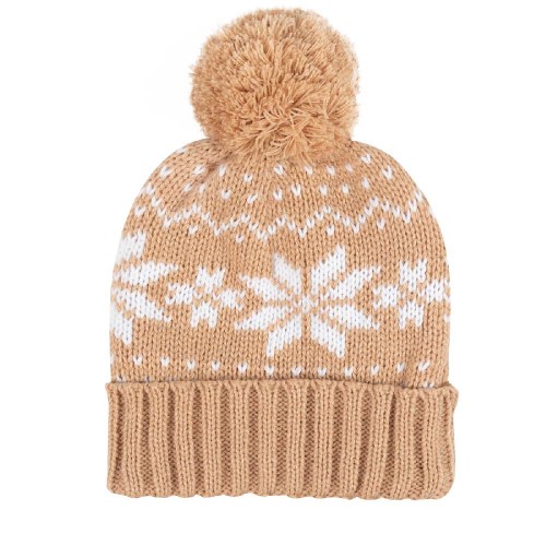 Embroidered Holiday Pom Beanie