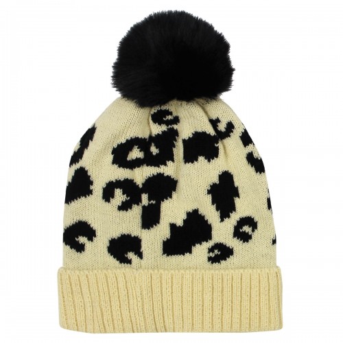 Embroidered Leopard Print Beanie