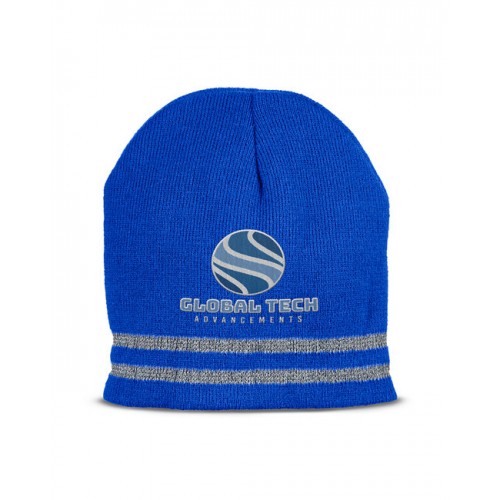 Embroidered Reflective Knit Beanie - G