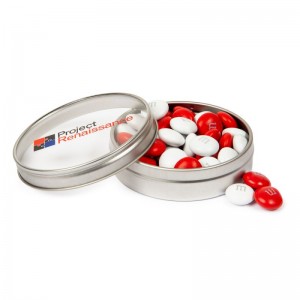 Personalized 1.5 oz. M&M's in Silver Tins W/ Full Color Print
