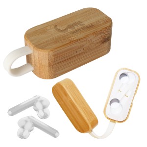 Lux Bamboo Charging Case With Wireless Earbuds - G