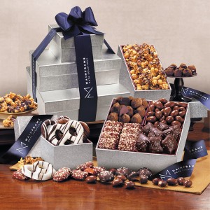 Tower Of Sweets With Silver Boxes
