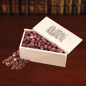 Wooden Collector's Box with Milk Chocolate Covered Almonds