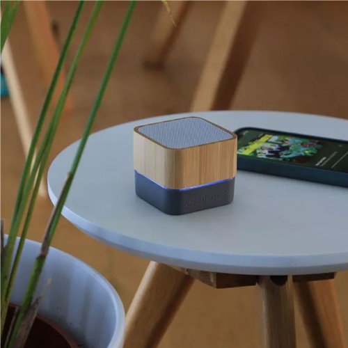 Quick Ship Lux Bamboo Square Mini Portable Speaker