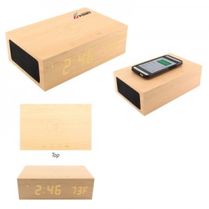 BlueSequoia Alarm Clock With Qi Charging Station & Wireless Speaker