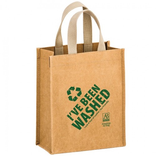 Washable Natural Kraft Paper Tote Bag w/ Web Handle - Cyclone